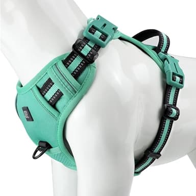 No Pull Dog Harness Release on Neck Reflective Adjustable No Choke Pet Vest with Front & Back 2 Leash Attachments Soft Control Training Handle for Small Medium Large Dogs - Image 1