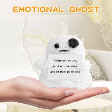 Hoedia Friend Emotional Ghost, Best Friend Crochet Doll with Cards, Cute Knitted Funny Support Pickle Potato Friendship Birthday Bestie Gifts - Image 5