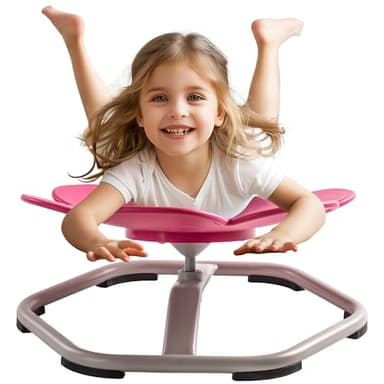ROBUD Kids Sensory Swivel Chair, Autism Kids Swivel Chair with Non-Slip Design, Training Body Coordination, Flower Shape Wobble Chair, No Assembly, Pink - Image 8