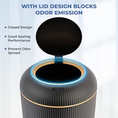 Pukomc Smart Sensor Wastebasket, Convenient and Hygienic Easy to Use, Technology Sensor Waterproof Wastebasket Plastic Trash can for Kitchen, Bathroom, Bedroom, Living Room, Office and Outdoor Black - Image 4