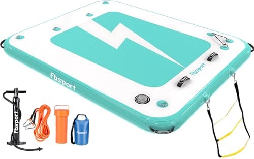 FBSPORT Inflatable Floating Dock, Inflatable Air Dock Platform Floating Island Raft with Non-Slip Surface, Inflatable Water Floating Dock Mat for Lake Pool Beach Ocean, 5x6x0.5 ft, Green - Image 1