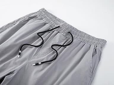 Mens Casual Twill Cargo Shorts Cotton Drawstring Classic Cargo Stretch Short with 6 Pockets Light Grey-M - Image 4