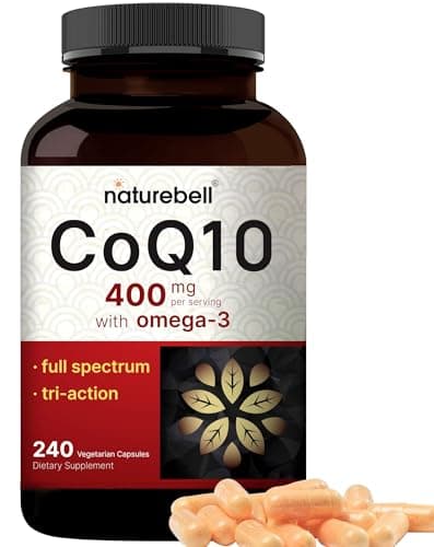 NatureBell CoQ10 400mg with Omega 3, 240 Capsules | Stable High Absorption Form – Antioxidant Support for Heart & Energy Health – Extra Strength Coenzyme Q10 Supplement - Image 1