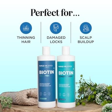 Rosemary Biotin Shampoo and Conditioner Set - Volumizing Shampoo and Conditioner for Thinning Hair for Women & Men with Nourishing B Vitamins - Color Safe Sulfate Paraben & Silicone Free (8 Fl Oz) - Image 7