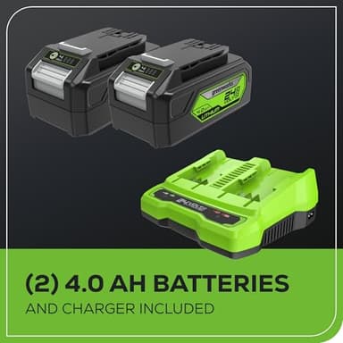 Greenworks 48V (2x24V) 17" Brushless Mower+12" String Trimmer +320CFM Blower,(2) 4.0Ah Batteries and 2A Dual Port Charger - Image 9