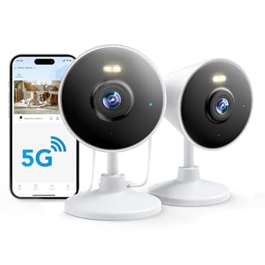 [5G & 2.4G] Indoor/Outdoor Security Camera for Home, Baby/Elder/Dog/Pet Camera with Phone App, Wi-Fi Camera w/Spotlight, Color Night Vision, 2-Way Audio, 24/7, SD/Cloud Storage, Work w/Alexa, 2Pack - Image 1