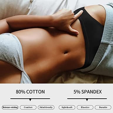 Eiggam Womens Bikini Panties, High-Cut Full Coverage Hip Lift Cotton Fiber Cool Underwear for Women - 10 Pack, L - Image 2