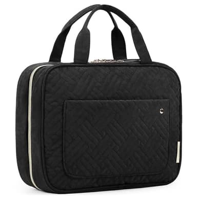 BAGSMART Toiletry Bag Travel Bag with Hanging Hook, Water-resistant Makeup Cosmetic Bag Travel Organizer for Accessories, Shampoo, Full-size Container, Toiletries (Black, Medium) - Image 1