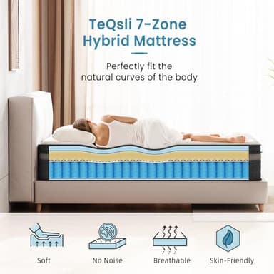 TeQsli Full Size Mattress 10 Inch, Gel Memory Foam & Pocket Springs Full Hybrid Mattress in a Box for Back Pain Relief & Motion Isolation, CertiPUR-US Certified, 10-Year Support - Image 5