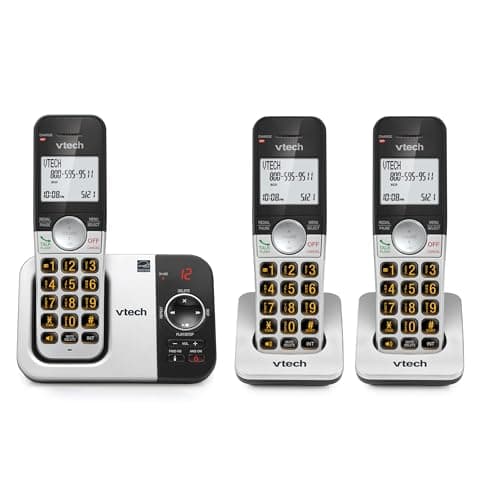 VTech 3-Handset Cordless Phone with Answering Machine, with Large Display and Big Buttons Caller ID, Full-Duplex Speakerphone, Last 10 Number Redial, Easy to use VG232-3 - Image 1