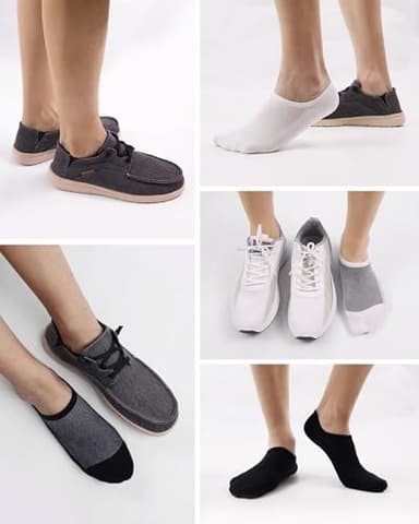 SIXDAYSOX Socks for Men No Show 8 Pairs Size 9-11 White Mesh Knit Low Cut Ankle Socks with Non Slip Grid for Flat Loafer Sneakers - Image 6