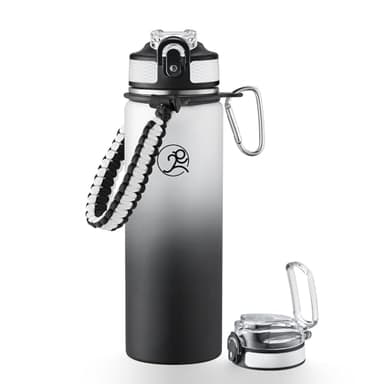 GOSWAG Insulated Sports Water Bottle, 24oz 2 Lids(with Straw/No Straw), Stainless Steel Water Bottles with Paracord Handle, Insulated Bottle with Double-Wall Vacuum Insulation - Image 1