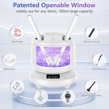 2025 Ultrasonic Retainer Cleaner for Dentures & Aligner, Durable Removable Base and Top Cover, Denture Cleaner Machine with 4 Modes for Mouth Guards, Jewelry, Rings, etc (White) - Image 8