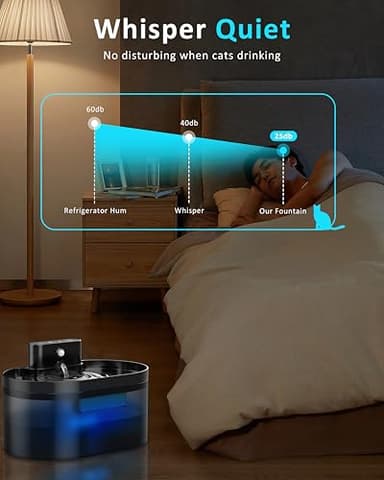 PEKTACO Wireless Cat Water Fountain: Pet Water Fountain Battery Operated, 74oz/2.2L Automatic Cat Water Dispenser，Rechargeable Drinking Fountain for Cats Indoor with Motion Sensor, Black - Image 7