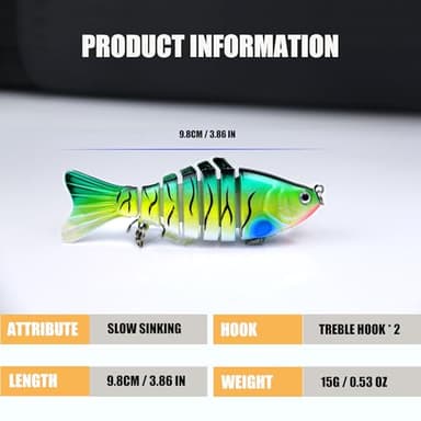 EXAURAFELIS 5pcs 7 Segment Multi-Jointed Swimbaits Fishing Lures for Bass Trout Perch Slow Sinking Lifelike Fishing Lure Kit Swimming Lures Freshwater Saltwater - Image 3