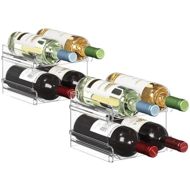Lifewit Plastic Stackable Wine Rack for refrigerator, Cabinet, Countertop,Wine Bottle Holder, Water Bottle Organizer for Fridge, Pantry, Hold 8 Bottles - Image 1