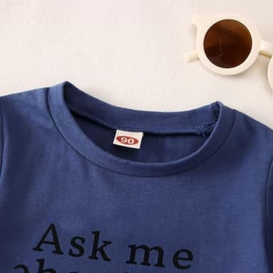 MODNTOGA Baby Boy Ask me About My moo Cow Shirt Little Cowboy Short Sleeve Top Toddler Kid T-rex Ranch T-Shirt Funny Dino Tee (Blue T-rex, 120(4-5Years)) - Image 3