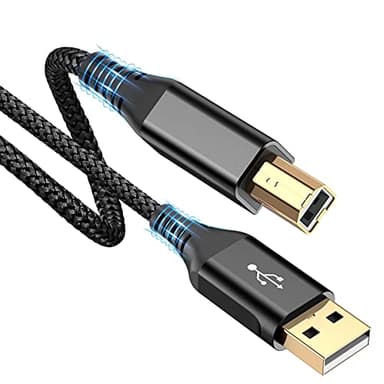sweguard Printer Cable 10ft, USB-A to USB-B Cable, High Speed Nylon Braided Scanner Printer Cord for HP Canon Dell Epson Brother Lexmark Xerox Samsung Piano DAC & More-Black - Image 1