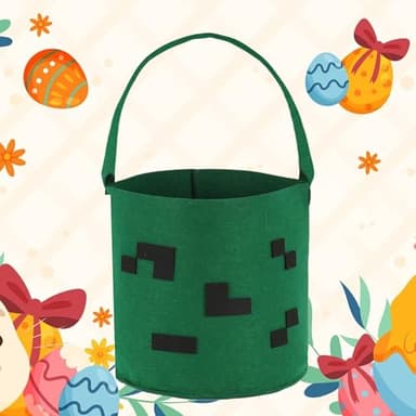 Easter Basket with Handles for Kids, Happy Easter Gift for Easter Egg Hunts Decorations Candy Gifts Storage (World red) - Image 2