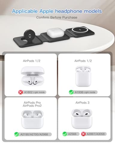 Magnetic Wireless Charger for iPhone: Fodable 3 in 1 Charging Station for Multiple Apple Devices - Travel Charging Pad Dock for Apple Watch iPhone 16 15 14 13 12 Pro Max Plus & Airpod - Image 5