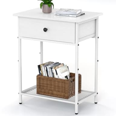 Pabroni Night Stand Bedside Tables for Small Space Large End Table with Drawers and Shelf Side Table Night Stands with Wood Storage Shelf, Rustic Side Table for Bedroom, Living Room, Study, Office - Image 1