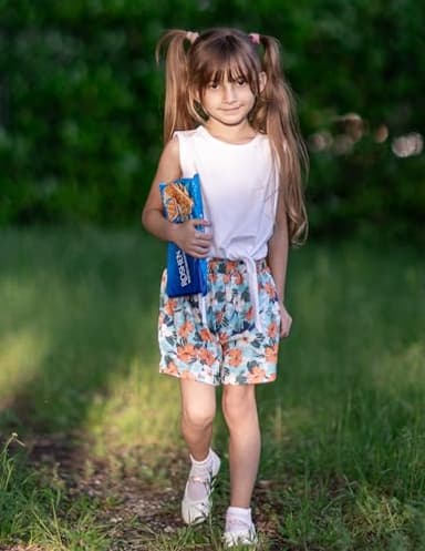 Arshiner Toddler Girls Short Sets Tie Knot Tank Top and Paperbag Waist Shorts Cute Girl Summer Clothing for 2-7 Years - Image 6