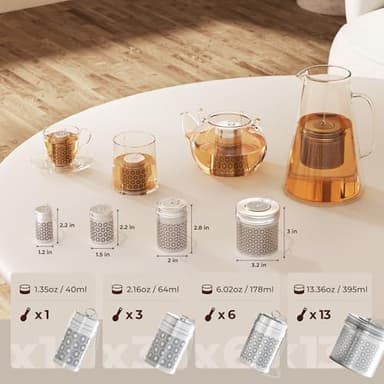 2 Pack Reinmoson Tea Strainers for Loose Tea, Extra Fine Mesh Tea Infuser, 304 Stainless Steel & Updated Slim Threaded Lid, Loose Leaf Tea Steeper for Black Tea, Rooibos, etc - Image 9