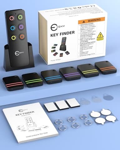 Esky Key Finder Locator with Sound, Stick-on TV Remote Control Finder, Item Locator Tags with 85dB Noise Sound 6 Receivers, Wallet Tracker Key Finders for Finding Keys, Remote Gift Idea - Image 8