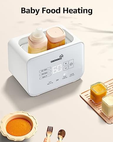 Baby Bottle Warmer, Grownsy 8-in-1 Fast Milk Warmer with Timer Breastmilk or Formula, Fits 2 Bottles, Accurate Temperature Control, with Defrost, Sterili-zing, Keep, Heat Baby Food Jars Function - Image 5