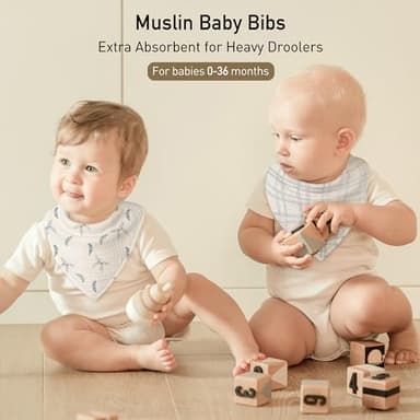 CIVARUA KIDS Muslin Baby Bibs 8 Pack, Baby Bandana Drool Bib for Drooling and Teething, Cotton Soft Absorbent for Girls Boys BC - Image 3