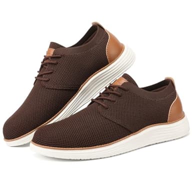 VILOCY Men's Fashion Dress Sneakers Casual Walking Shoes Business Oxfords Comfortable Breathable Lightweight Tennis Zapatos para Hombre Brown,US10 EU43 - Image 7