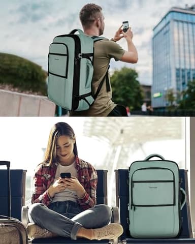 Vancropak Travel Bag, Large 40L Carry on Backpack Airline Approved Expandable Suitcase Daypack, Water Resistant Travel Backpack Overnight Lightweight Luggage Weekender Bag for Flight Men Women, Cyan - Image 9