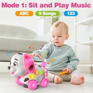 3-in-1 Musical Puppy Toys for 1 Year Old Girl Gift, Educational Baby Toy 6-12-18 Month, 1st Birthday Gift for 1 Year Old Girl Boy, First Bilingual Present for 7 8 9 10 Month Infant (Pink) - Image 5