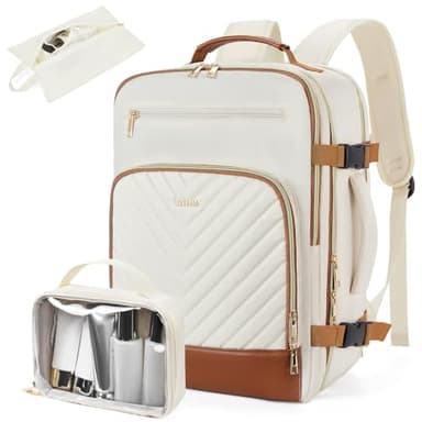Telena Travel Backpack for Women, 15.6 inch Laptop Backpack TSA Carry on Backpack Personal Item Size Flight Approved Travel Bag Daypack with Multi-Pockets for Work, Travel, Business, Beige-Brown - Image 1