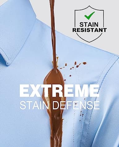 Alimens & Gentle Slim Fit Mens Dress Shirts for Men Button Down Long Sleeve Dress Shirts Wrinkle Free Formal Stain Proof Blue Sky - Image 2