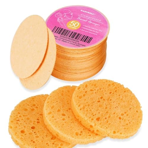 50-Count Compressed, GAINWELL Cellulose, 100% Natural Cosmetic Spa sponges for Facial Cleansing, Exfoliating Mask, Makeup Removal - Image 1