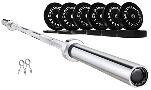 Fitvids Olympic 2" Bumper Plates Set Including 370LB Complete Weight Set (10Lb to 55LB) & 7FT Olympic Barbell Bar(415 Pounds Total), Multiple Packages - Image 1