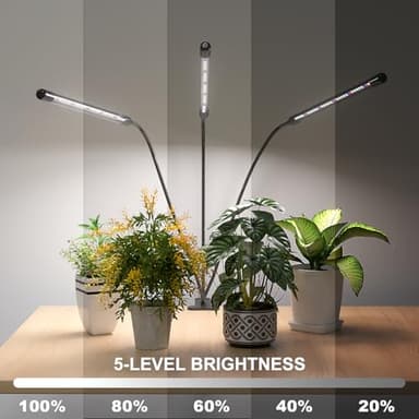 Super Bright Plant Grow Light Clip-on, 6000K Full Spectrum Gooseneck Growing Lamp with White Red Blue LEDs for Indoor Plants, Dimmable, Auto On/Off Timer 4/8/12Hrs, Independent Control Light Bars - Image 4