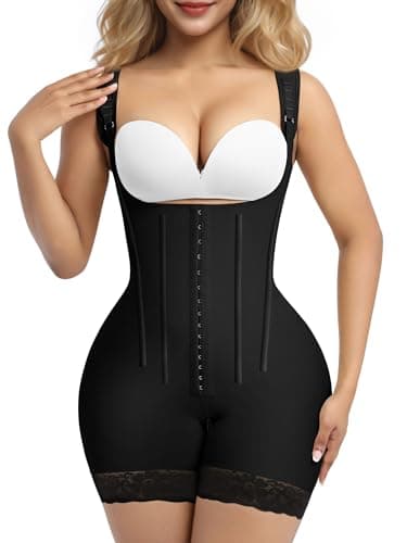 SHAPERX Fajas Colombianas Moldeadoras Shapewear for Women Tummy Control Open Bust Bodysuit Postpartum Compression Butt Lifter, SZ7306-Black-2XL - Image 1