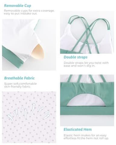 RUNNING GIRL Sports Bras for Women,Strappy Back Supportive Bra Padded Workout Green Bras Medium Support(WX2354Ash Green,M) - Image 5