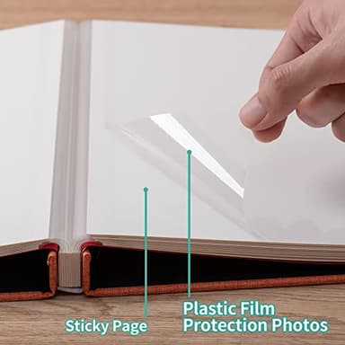 HoneyTolly Large Photo Album Self Adhesive 4x6 8x10 10x12 13"x12.8" Magnetic Scrapbook Album 12.6"x11" Inch 60 Sticky Pages Linen Cover DIY Photo Album with A Metallic Pen and DIY Stickers(Orange) - Image 5