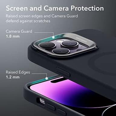 ESR for iPhone 14 Pro Max Case,Compatible with MagSafe Silicone Case with Stand, Military-Grade Protection, Built-in Camera Stash Stand, Magnetic Phone Case, Cloud Series,Black - Image 8