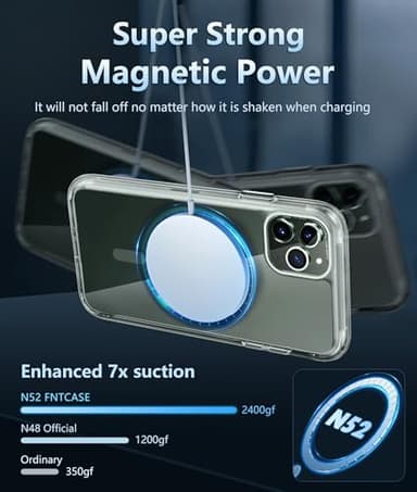 FNTCASE for iPhone 11 Pro Case: Magnetic Slim Anti-Yellowing Clear Case | Military Grade Protective & Shockproof Drop Protection Thin Transparent Crystal Phone Cover (A-Clear) - Image 3