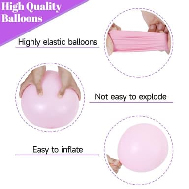 68Pcs Pink and Purple Balloons 12 Inch Metallic Purple Pink Latex Balloon Confetti ballons with Ribbons Party Balloons for Wedding Girls Birthday Baby Shower Decorations. - Image 4