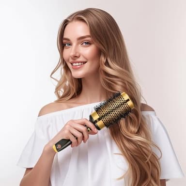 Large Round Brush for Blow Drying, Aluminum Round Hair Brushes for Women, Roller Brush for Blow Drying and Styling, Gold, For Curly and Straight-2 Inch Barrel, 2.95 Inch with Bristles - Image 5