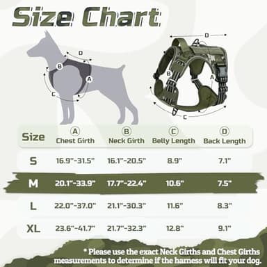 rabbitgoo Tactical Dog Harness Medium Sized Dog, No Pull Military Service Vest with Handle & Molle, Easy Control for Training Walking, Adjustable Reflective Straps, Green camo, M - Image 4