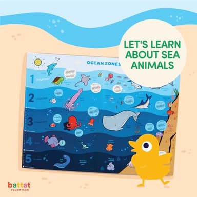 Battat Education – Ocean Learning Color Changing Book Set with 20 Fact Cards & Turtle Finger Puppet – Educational Bath Toy for Toddlers - Image 4