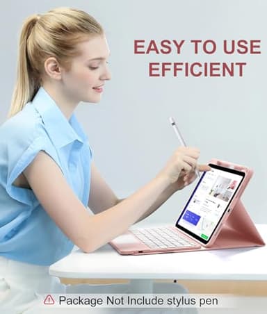 Harvopu Compatible for iPad 11th 10th Generation Case with Keyboard, Folio Cover with Pencil Holder, Multi-Touch Trackpad, 7 Color Backlit, Detachable Keyboard for iPad (A16) 11th/10th Gen (Light Pink - Image 7
