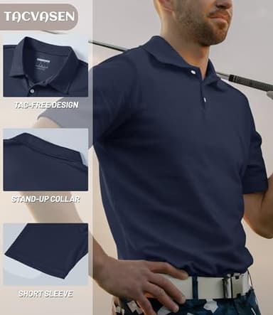 TACVASEN Mens Golf Shirt Dry Fit Mens Polo Shirts Short Sleeve Performance Golf Polos for Men with Collar Work Shirts Navy, 2XL - Image 2