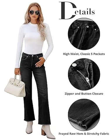 GRAPENT Black High Waisted Jeans - Stretch Pants for Women - Color Washed - Sizes L, 12, 14 - Image 6